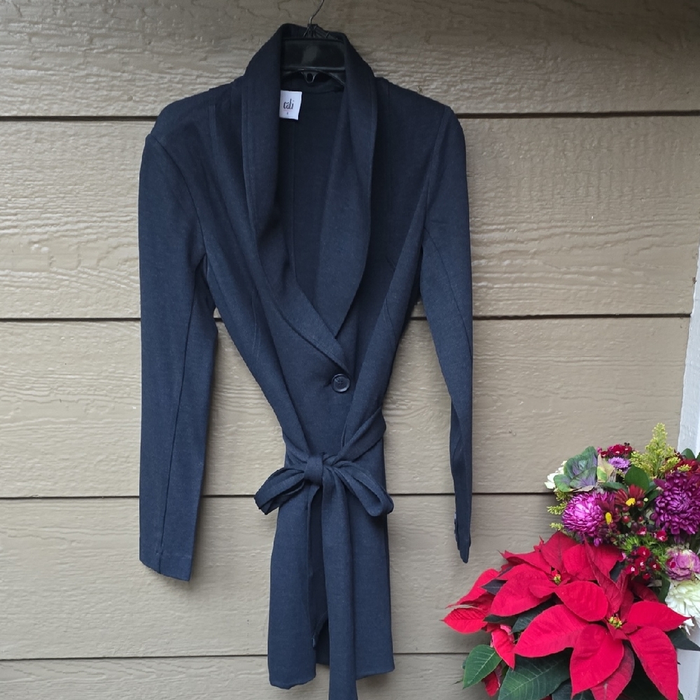 Cabi Harbor Navy Belted Lightweight Jacket Trench Belted Like New S 3180